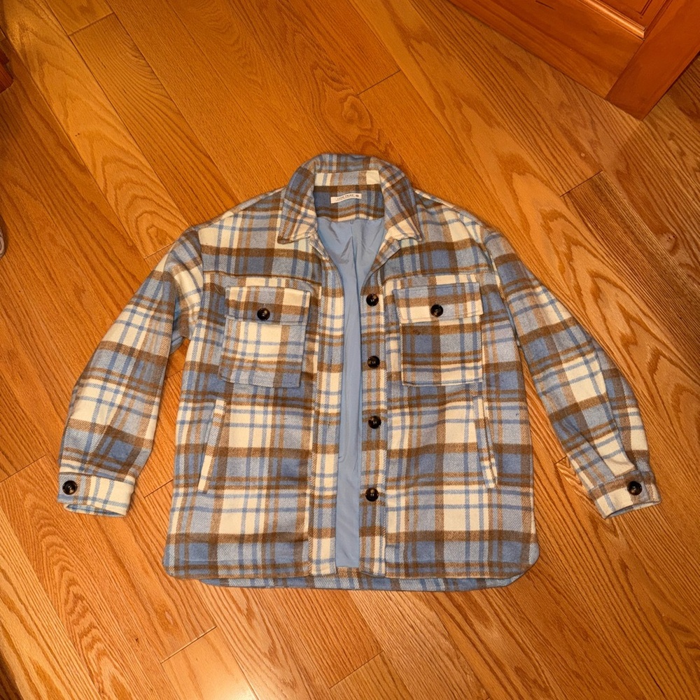 12th Tribe Austin Blue Plaid Shacket